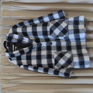 Women's Size 2X (26/28) Woman Within Black & White Checkered Pea Coat